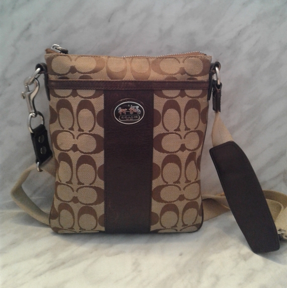 COACH - Sutton Signature Swingpack Khaki/Mahogany Jaquard M1175-43976 - Picture 2 of 7